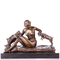 Mutasd a Nő akt kecskékkel, bronz szobor, Art Deco részleteit! Kép a Nő akt kecskékkel, bronz szobor, Art Deco