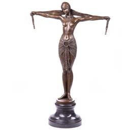 Mutasd a Táncosnő, női akt bronz szobor, Art Deco részleteit! Kép a Táncosnő, női akt bronz szobor, Art Deco