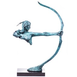 Mutasd a Indián, íjjal - bronz szobor zöld patinával részleteit! Kép a Indián, íjjal - bronz szobor zöld patinával