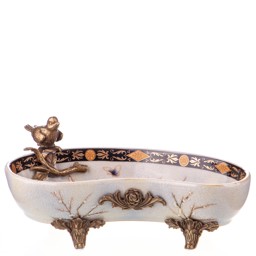 Mutasd a Porcelán-bronz tál, madárral részleteit! Kép a Porcelán-bronz tál, madárral