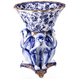 Mutasd a Porcelán-bronz tál, majmokkal részleteit! Kép a Porcelán-bronz tál, majmokkal