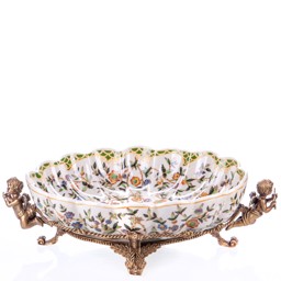 Mutasd a Porcelán-bronz tál angyalokkal részleteit! Kép a Porcelán-bronz tál angyalokkal