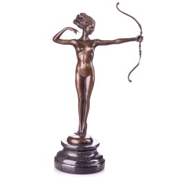 Mutasd a Női akt íjjal - bronz szobor, Art Deco részleteit! Kép a Női akt íjjal - bronz szobor, Art Deco