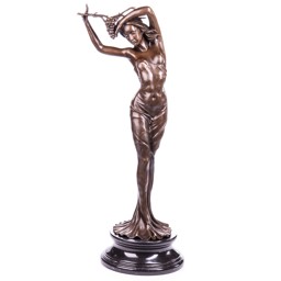 Mutasd a Női akt szőlőfürttel - bronz szobor márványtalpon részleteit! Kép a Női akt szőlőfürttel - bronz szobor márványtalpon