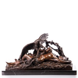 Mutasd a Női akt sassal és gyermekkel - bronz szobor, Jugendstil részleteit! Kép a Női akt sassal és gyermekkel - bronz szobor, Jugendstil