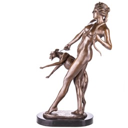 Mutasd a Diana agárral, mitológiai bronz szobor  részleteit! Kép a Diana agárral, mitológiai bronz szobor