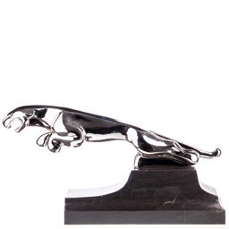 Mutasd a Ugró jaguár krómozott bronz szobor, Atr Deco részleteit! Kép a Ugró jaguár krómozott bronz szobor, Atr Deco