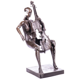 Mutasd a Nő csellóval - modern bronz szobor részleteit! Kép a Nő csellóval - modern bronz szobor