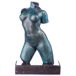 Mutasd a Női akt torzó patinával - bronz szobor márványtalpon  részleteit! Kép a Női akt torzó patinával - bronz szobor márványtalpon