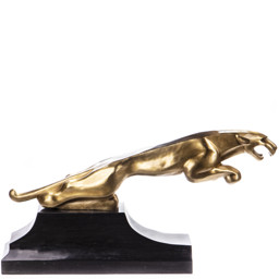 Mutasd a Ugró jaguár polírozott bronz szobor, Art Deco részleteit! Kép a Ugró jaguár polírozott bronz szobor, Art Deco