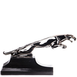 Mutasd a Ugró jaguár krómozott bronz szobor, Art Deco részleteit! Kép a Ugró jaguár krómozott bronz szobor, Art Deco