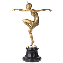 Mutasd a Táncosnő, polírozott bronz szobor, Art Deco részleteit! Kép a Táncosnő, polírozott bronz szobor, Art Deco