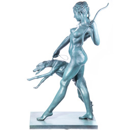 Mutasd a Diana agárral, mitológiai bronz szobor részleteit! Kép a Diana agárral, mitológiai bronz szobor