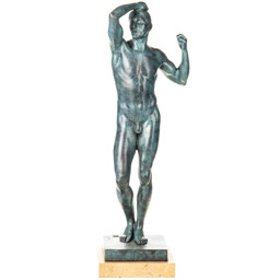 Mutasd a Erotikus férfi akt -  bronz szobor márványtalpon, patinával részleteit! Kép a Erotikus férfi akt -  bronz szobor márványtalpon, patinával