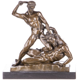 Mutasd a Thészeusz és a Minótaurosz - bronz szobor márványtalpon részleteit! Kép a Thészeusz és a Minótaurosz - bronz szobor márványtalpon