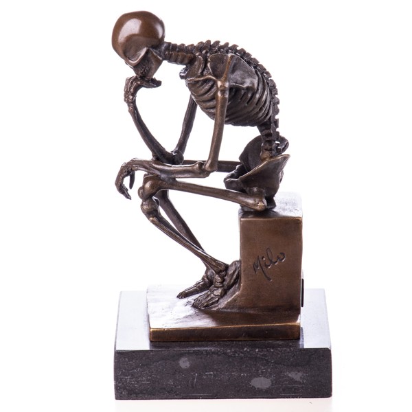 Gondolkodó csontváz - bronz szobor képe