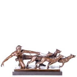 Férfi, kutyákkal bronz szobor, Art Deco képe