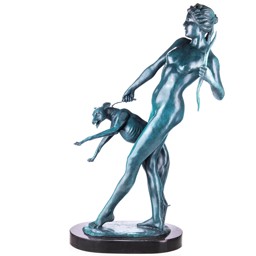 Diana agárral, mitológiai bronz szobor képe
