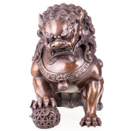 Kínai kapuőrző oroszlán bronz szobor képe