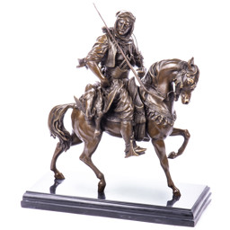 Arab vadász lóháton - bronz szobor képe