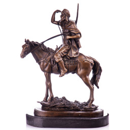 Arab lovas lóháton - bronz szobor képe