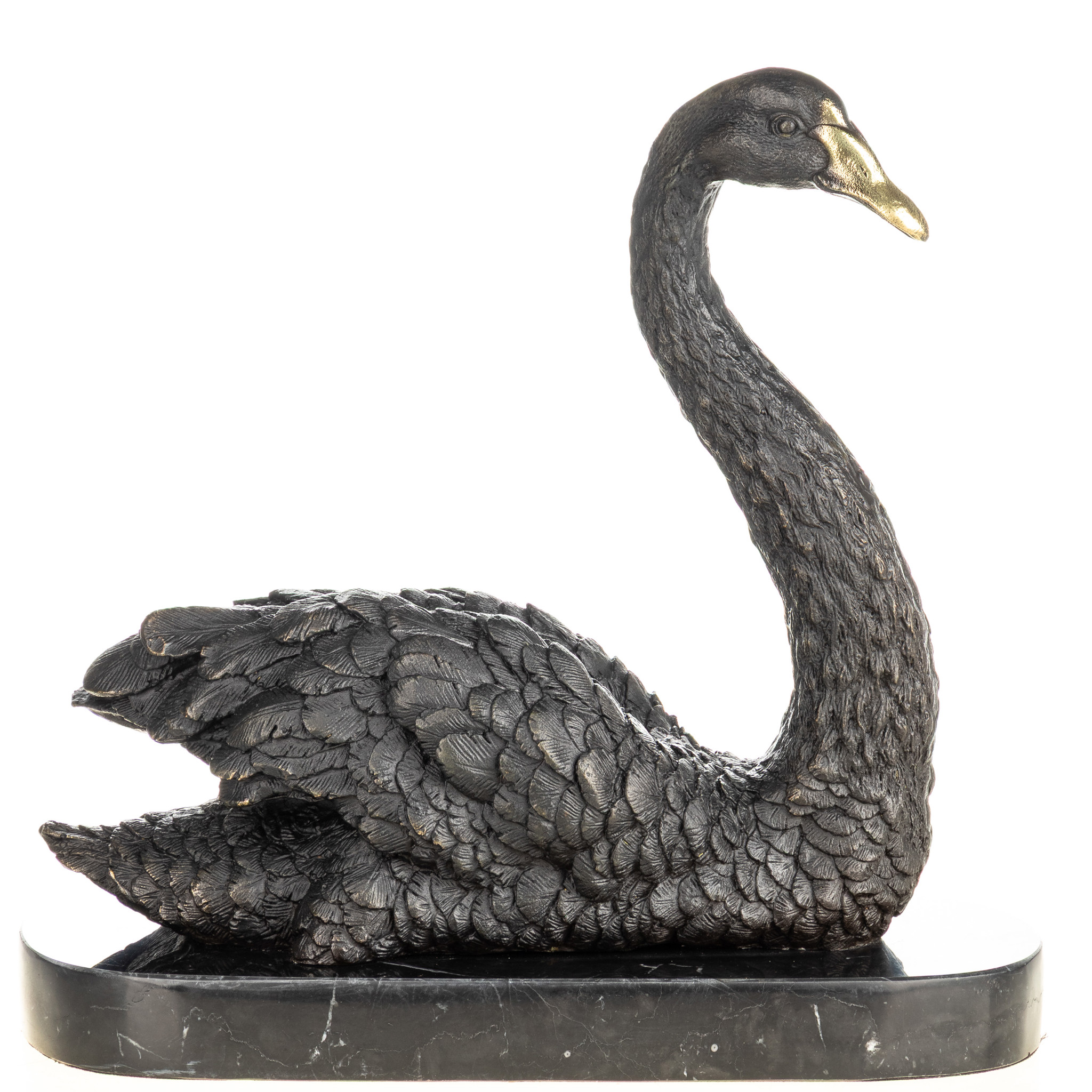 Hattyú - bronz szobor márványtalpon