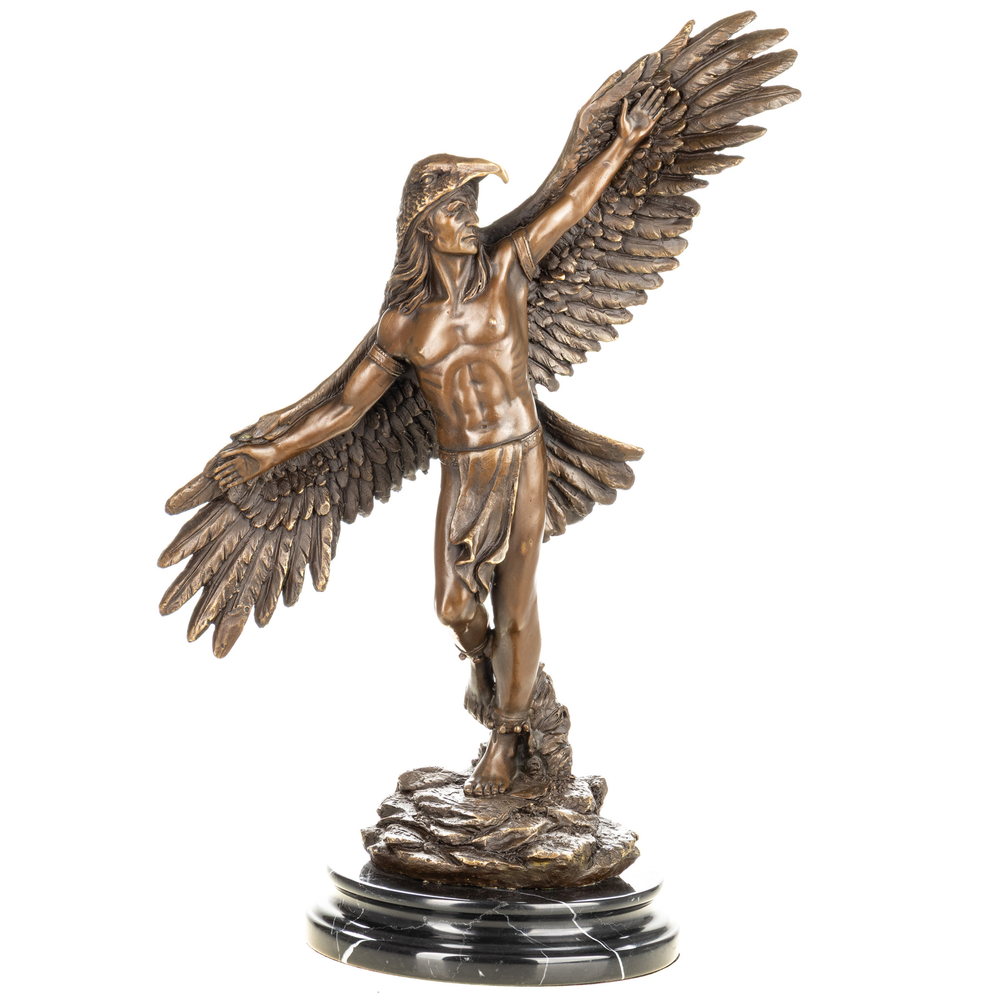 Indián - bronz szobor márványtalpon