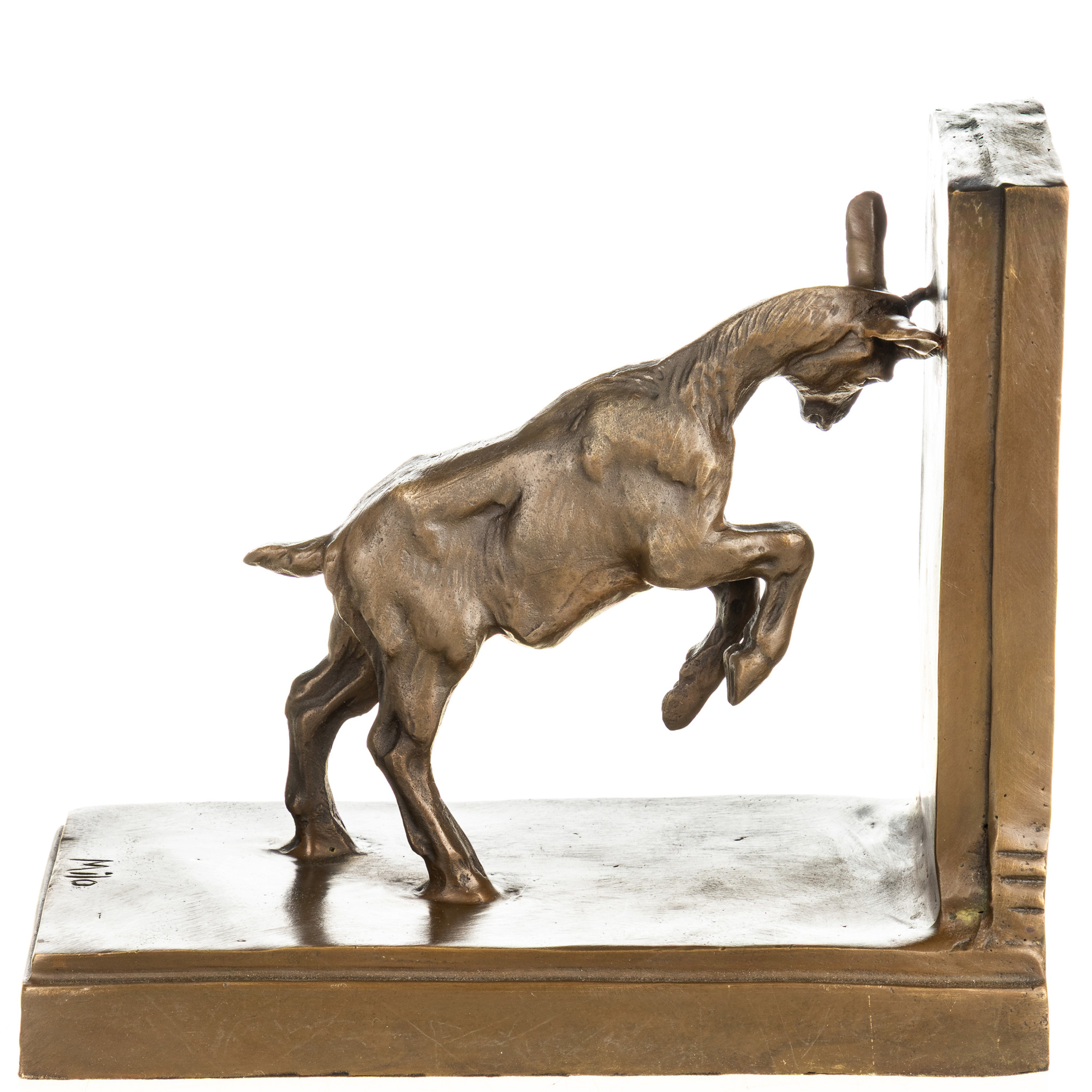 Kecske könyvtámasz - bronz szobor márványtalpon